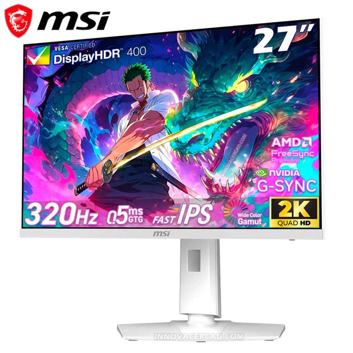 MSI - Monitor MSI MAG 274QRFW X32 27 Fast IPS 2560x1440 WQHD 320Hz 05ms G-Sync FreeSync Premium