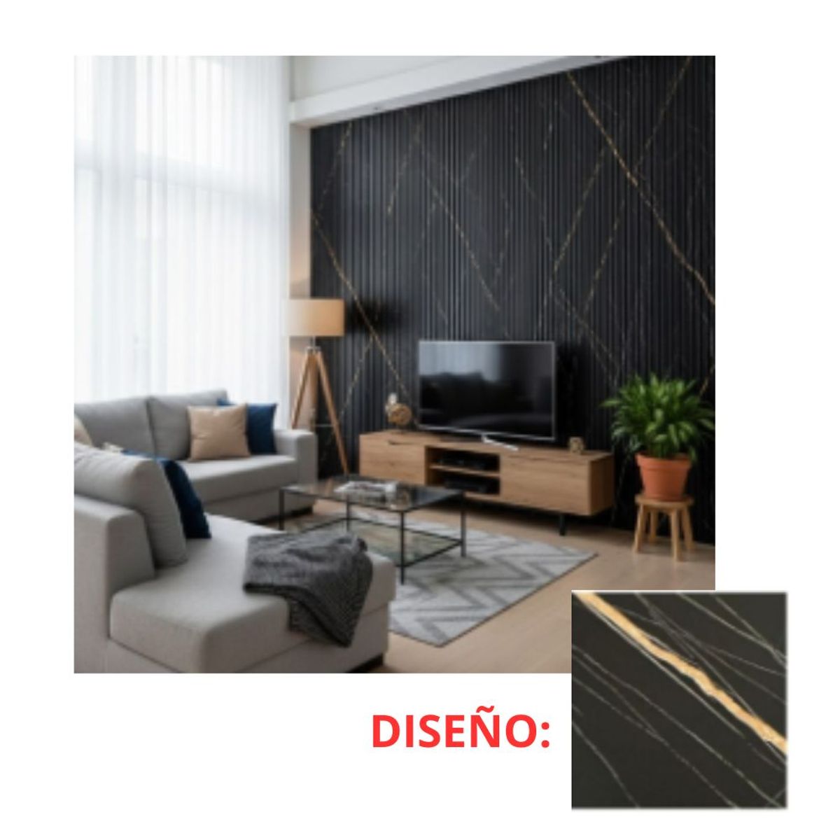 GENERICO - Pack x10 unidades Wall Panel Decorativo para Pared Premium Black