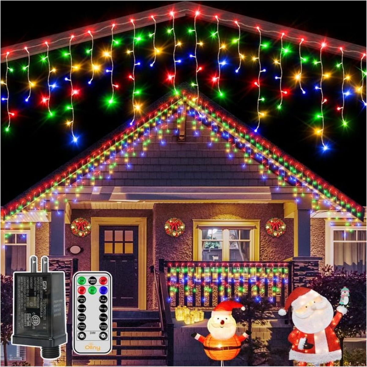 GENERICO - Luces Cascada Navidad RGB 20m Tipo Cortina 640 LED Impermeables con 8 Modos y Control Remoto