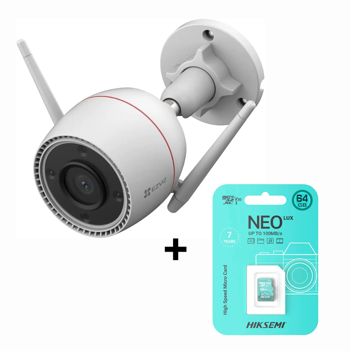 EZVIZ - Cámara de Seguridad para Exteriores EZVIZ H3 5MP 3K + SD 128GB
