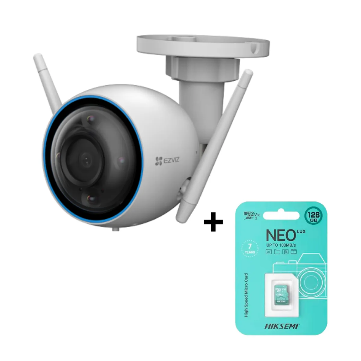 EZVIZ - Cámara de Seguridad para Exteriores EZVIZ H3 3MP 2K + SD 128 GB