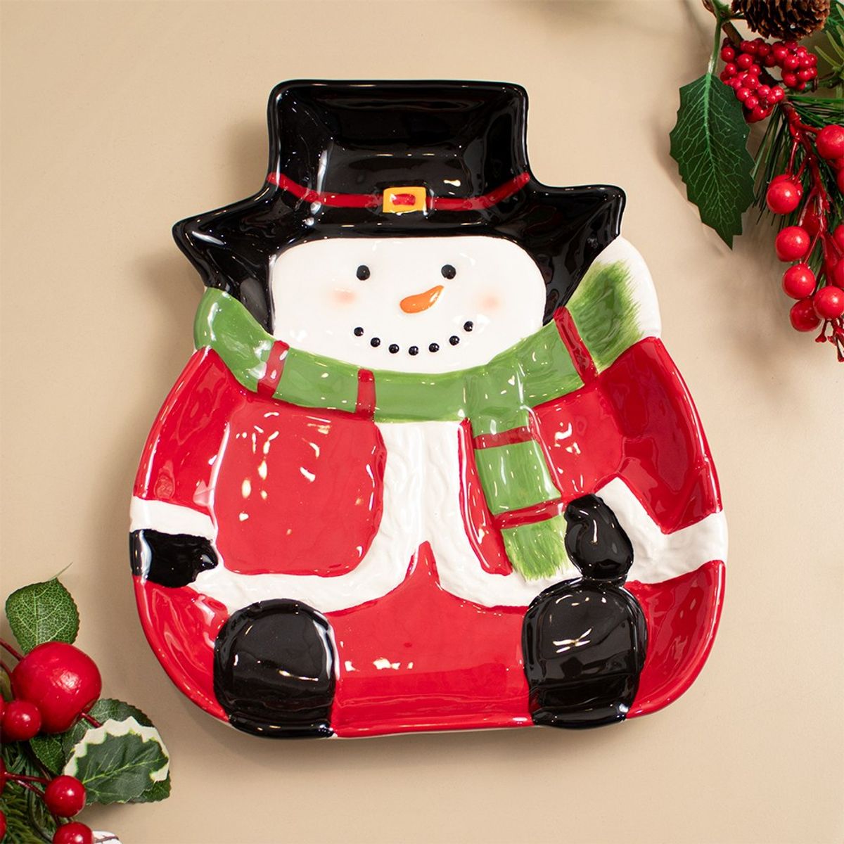 PANORAMA HOGAR - BANDEJA HOMBRE DE NIEVE 20CM CERAMICA