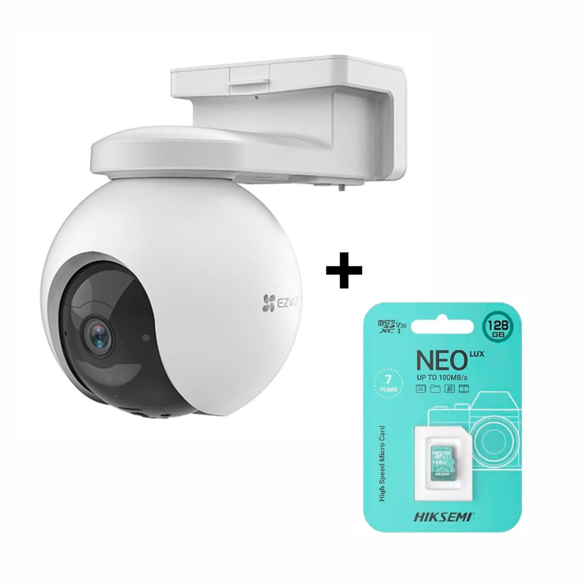 EZVIZ - Cámara de Seguridad para Exteriores 2 lentes EZVIZ H80x 4k + SD 128 GB