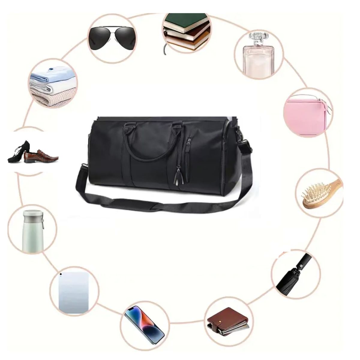 GENERICO - MALETA  BOLSA DE VIAJE PLEGABLE CONVERTIBLE PAR VIAJE COLOR NEGRO