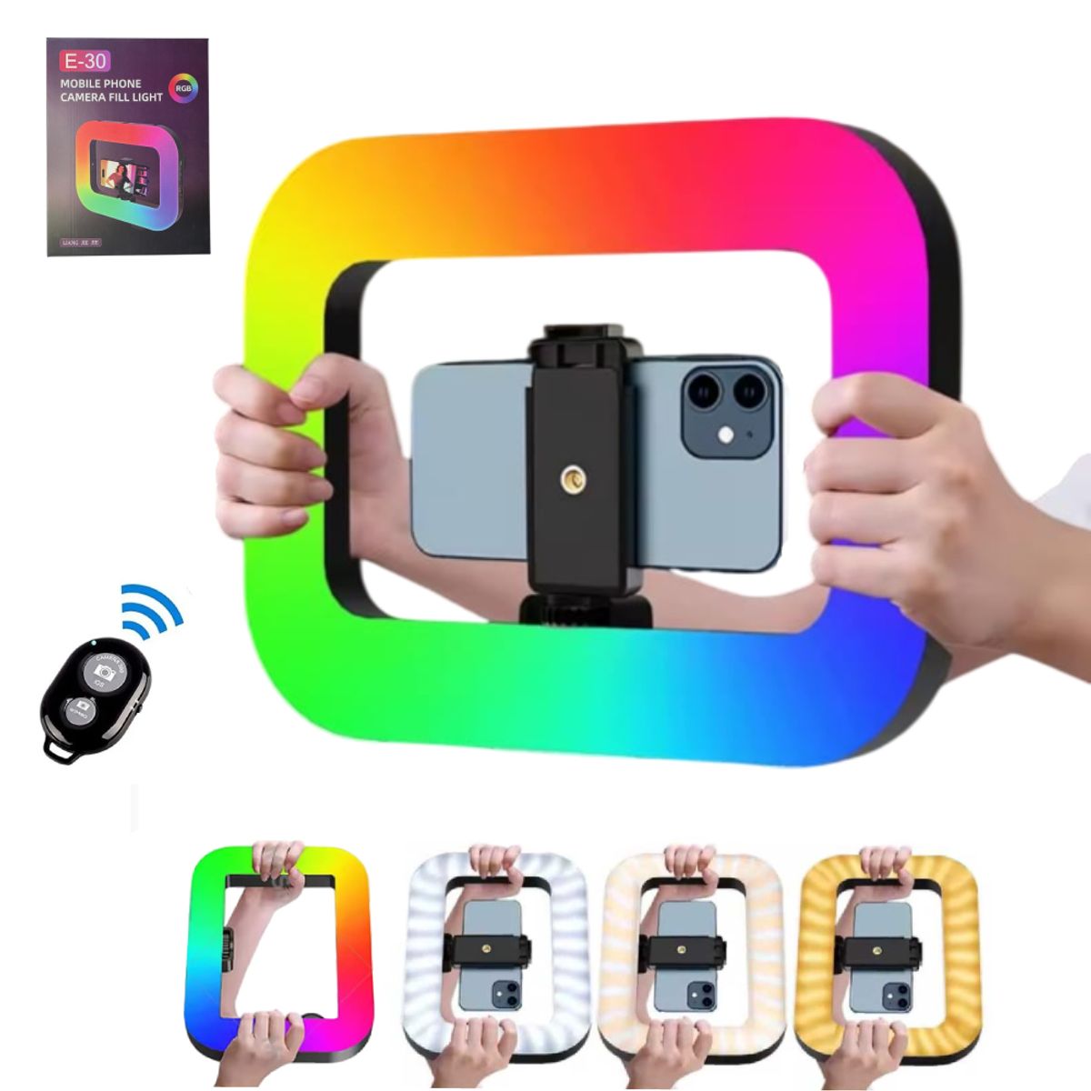 GENERICO - Luz Led Celular Camara Portatil Fotografia Video RGB Colores Recargable