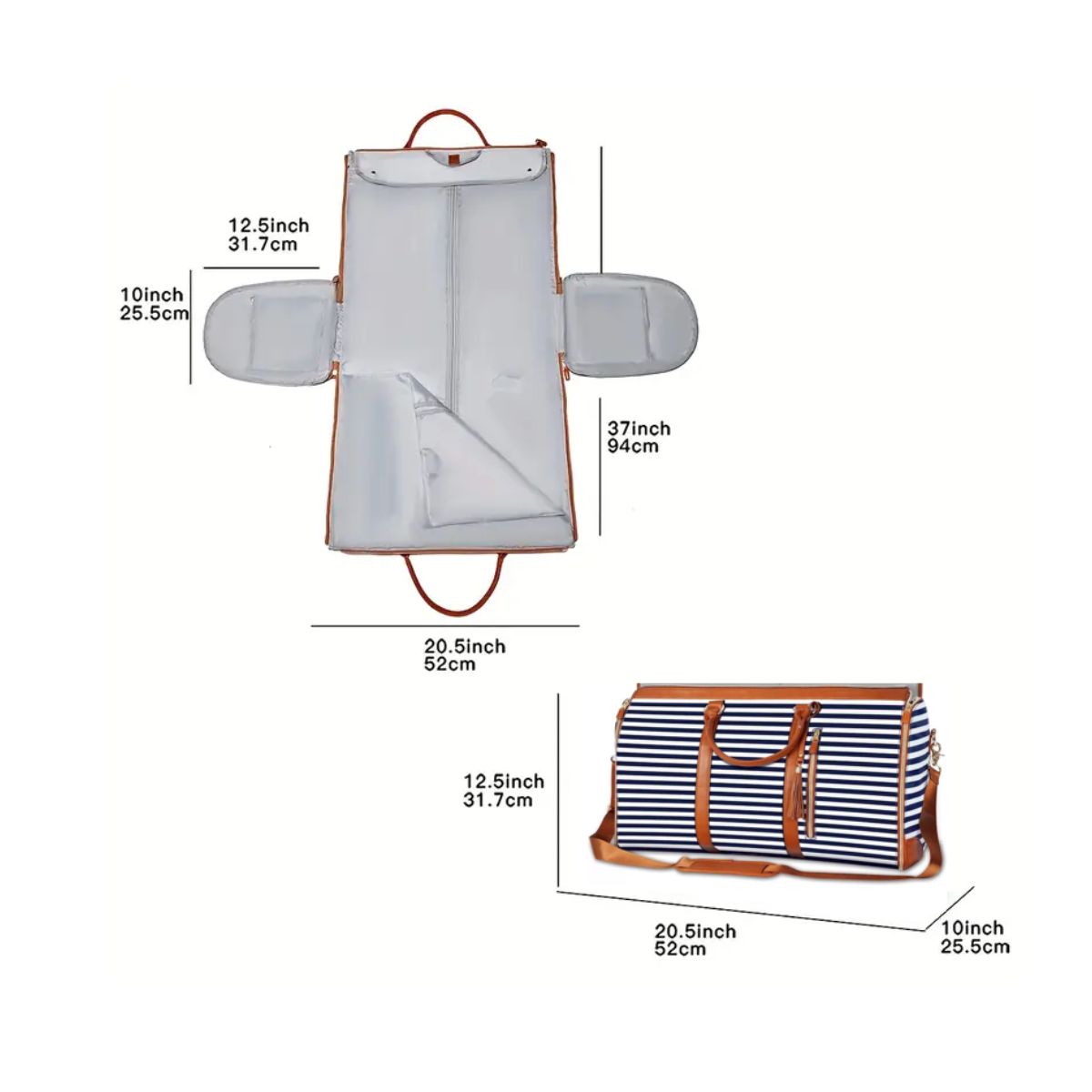 GENERICO - MALETA  BOLSA DE VIAJE PLEGABLE CONVERTIBLE PAR VIAJE COLOR RAYAS AZULES