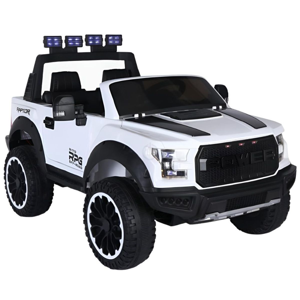 GENERICO - Ram Power 4X4 blanca 12V, 4 motores, control remoto y luces