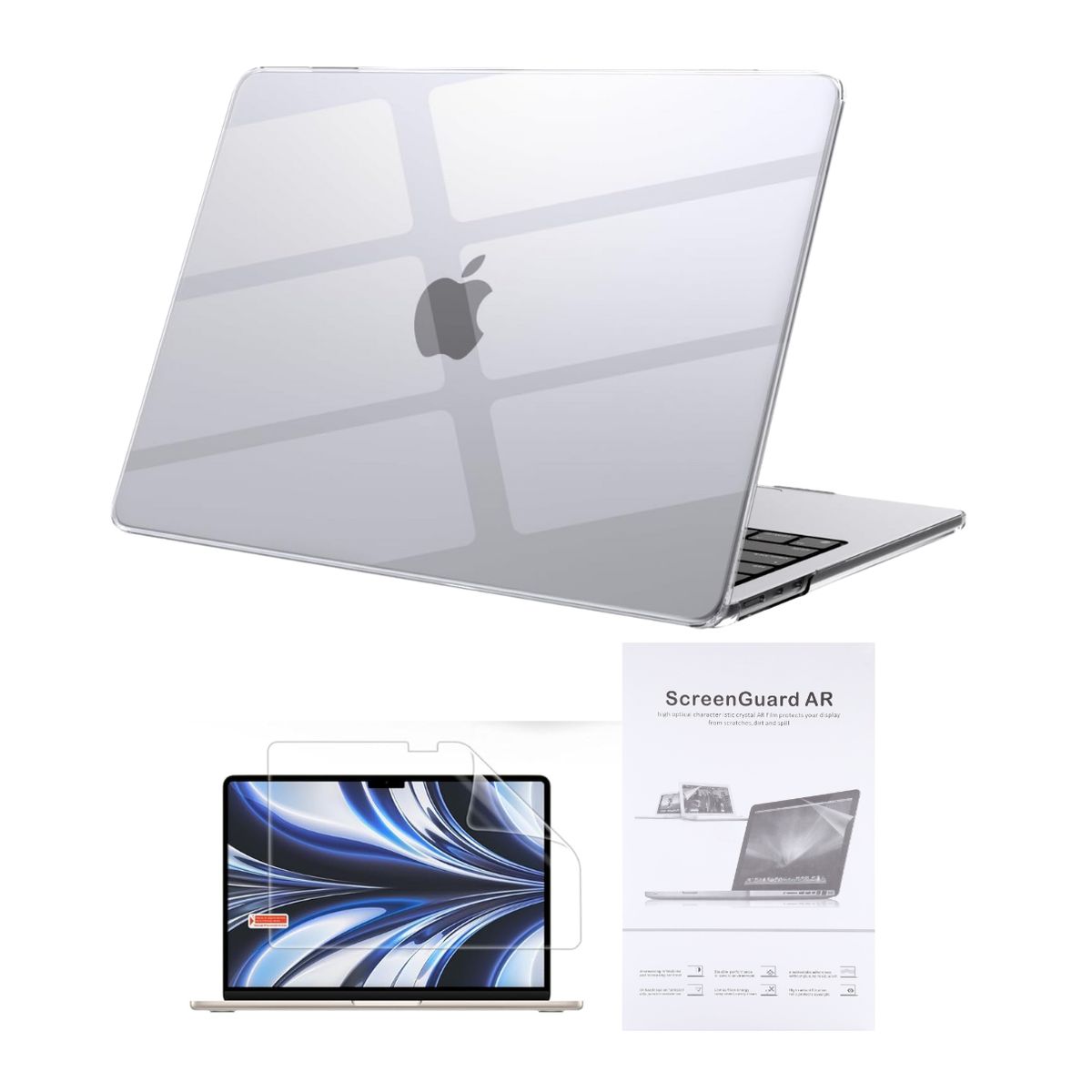 GENERICO - Case + Protector de pantalla para Macbook Air 13.6 M4 M3 M2 - TRANSPARENTE