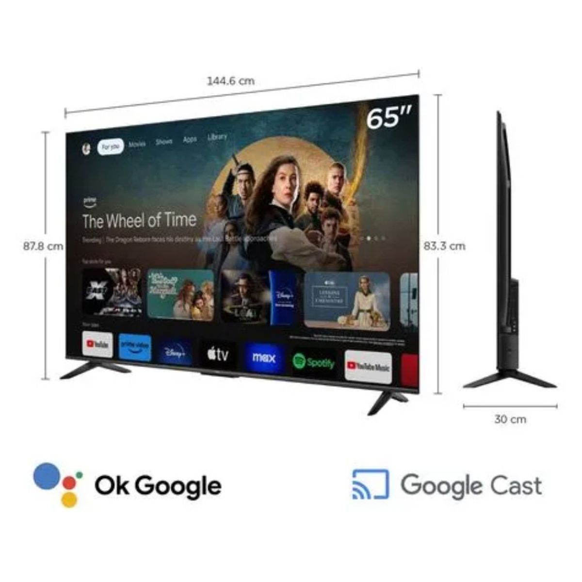 TCL - Televisor 65'' UHD 4K TCL Google TV Smart TV 65V6C 2025 + ANT DIGITAL