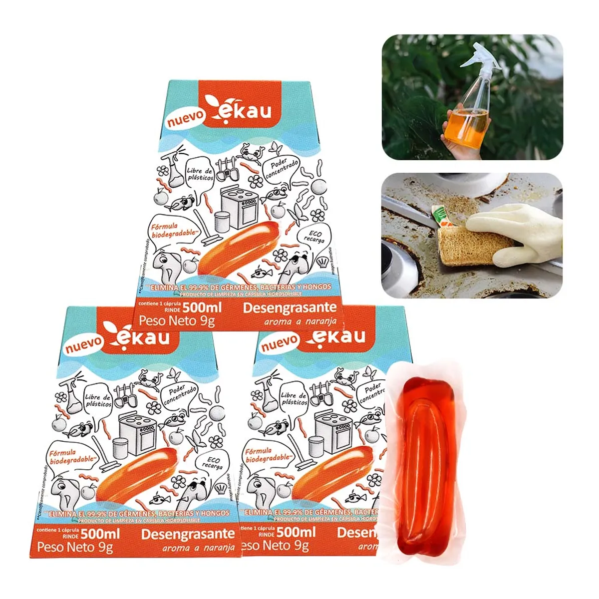 EKAU - Tripack Desengrasante en Cápsula Ekau