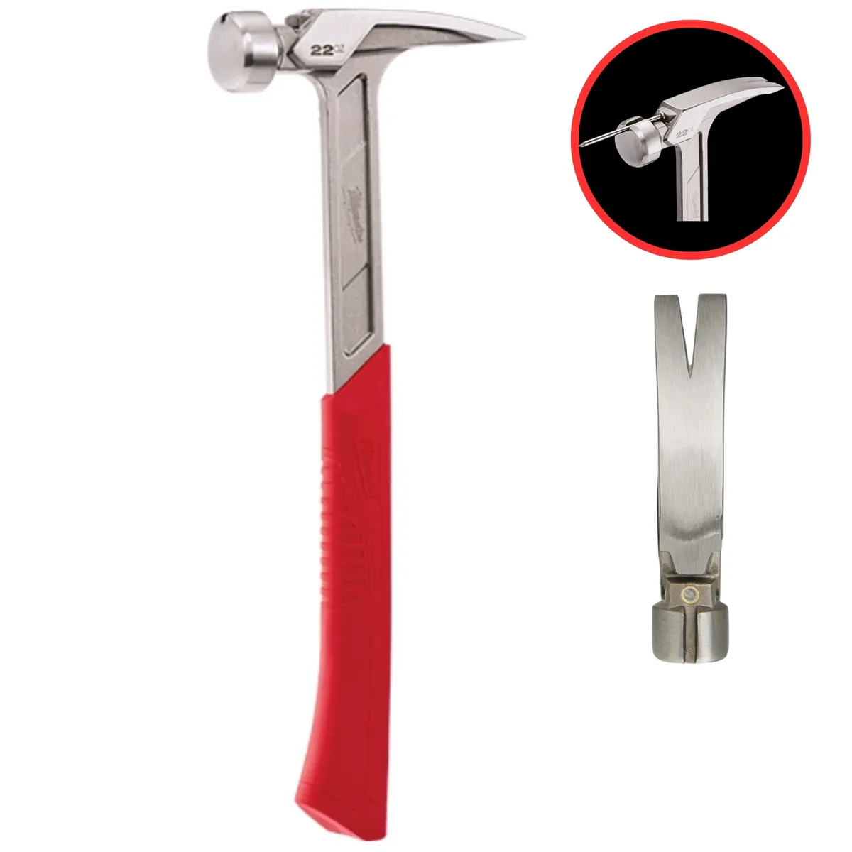 MILWAUKEE - MARTILLO DE ENMARCADO  22 OZ, USO RUDO 48-22-9023MILWAUKEE