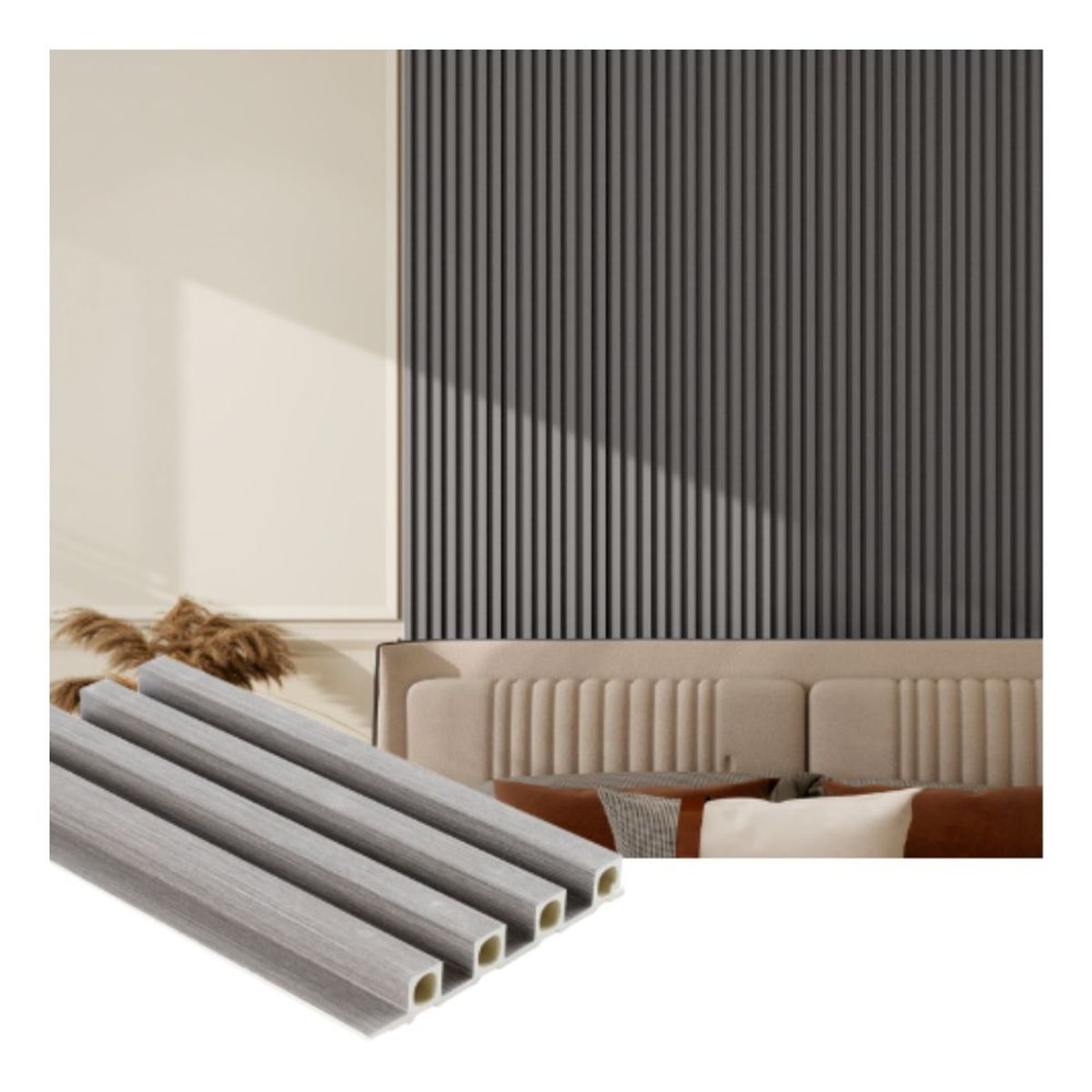 GENERICO - Pack x10 unidades Wall Panel Decorativo para Pared Color Gris
