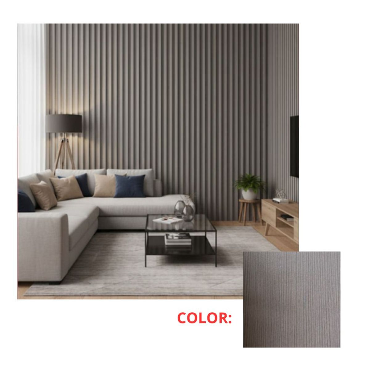 GENERICO - Pack x10 unidades Wall Panel Decorativo para Pared Color Gris