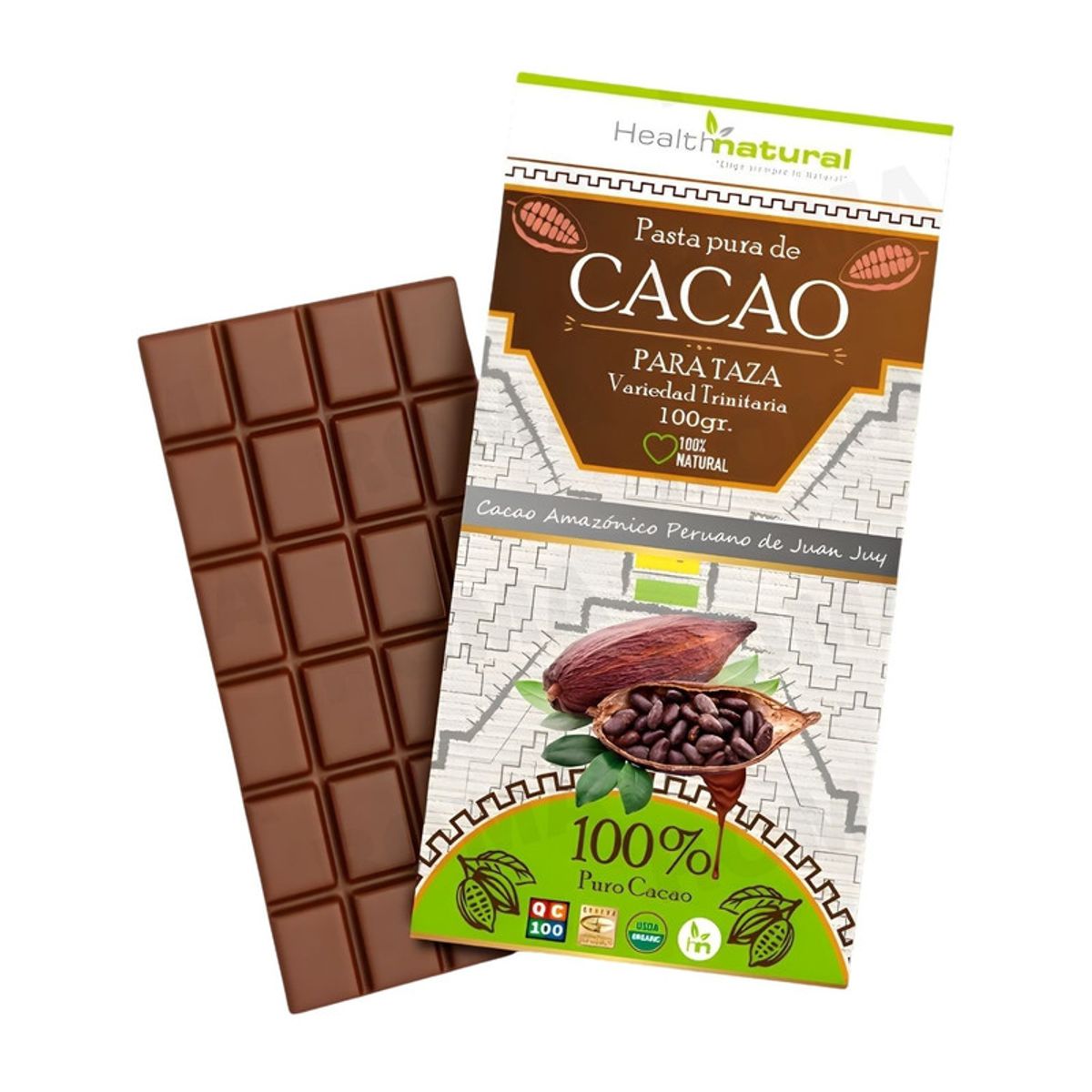 HEALTHNATURAL - PASTA PURA DE CACAO EN BARRA 100G HEALTHNATURAL