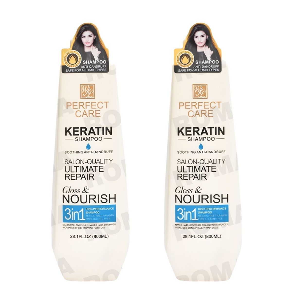 GENERICO - PACK 2 SHAMPOO KERATINA 3 EN 1 800ML PERFECT CARE