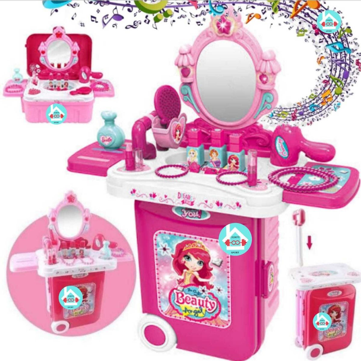 GENERICO - Set Belleza 3 en 1 maleta para niños ROSADO