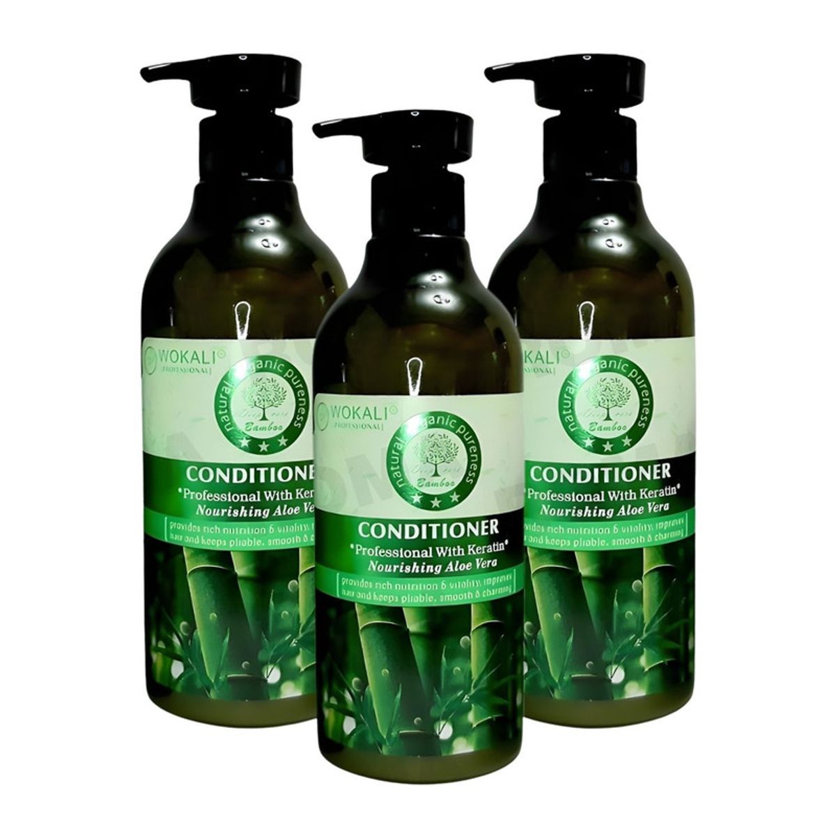 WOKALI - PACK 3 ACONDICIONADOR DE BAMBÚ 550ML WOKALI