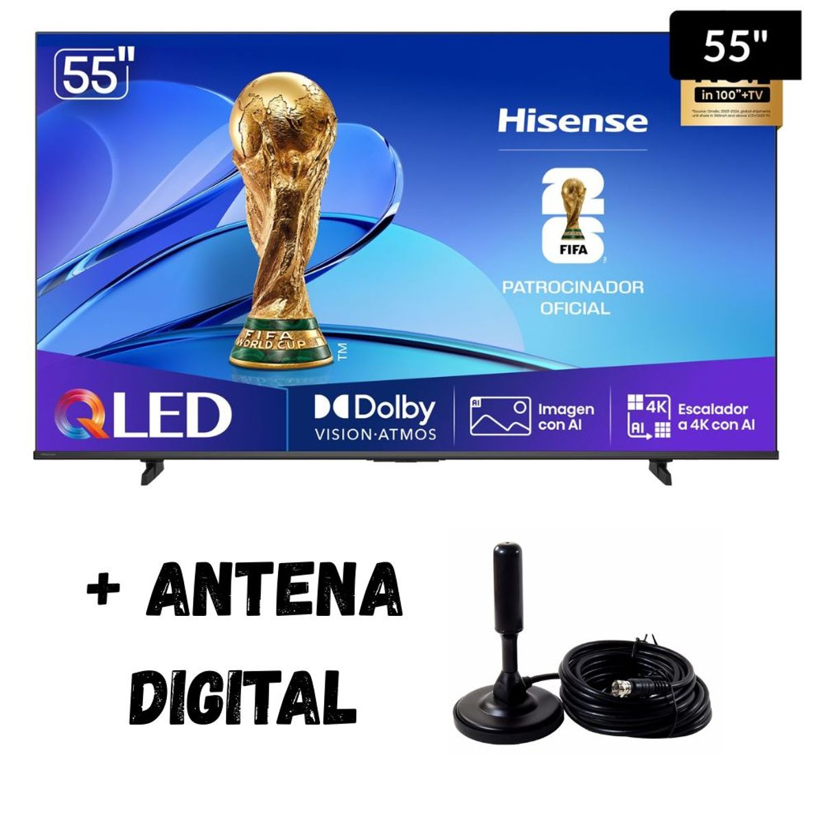 Hisense - Televisor 55" QLED HISENSE VIDAA 55Q6QV 2025 + ANT DIGITAL