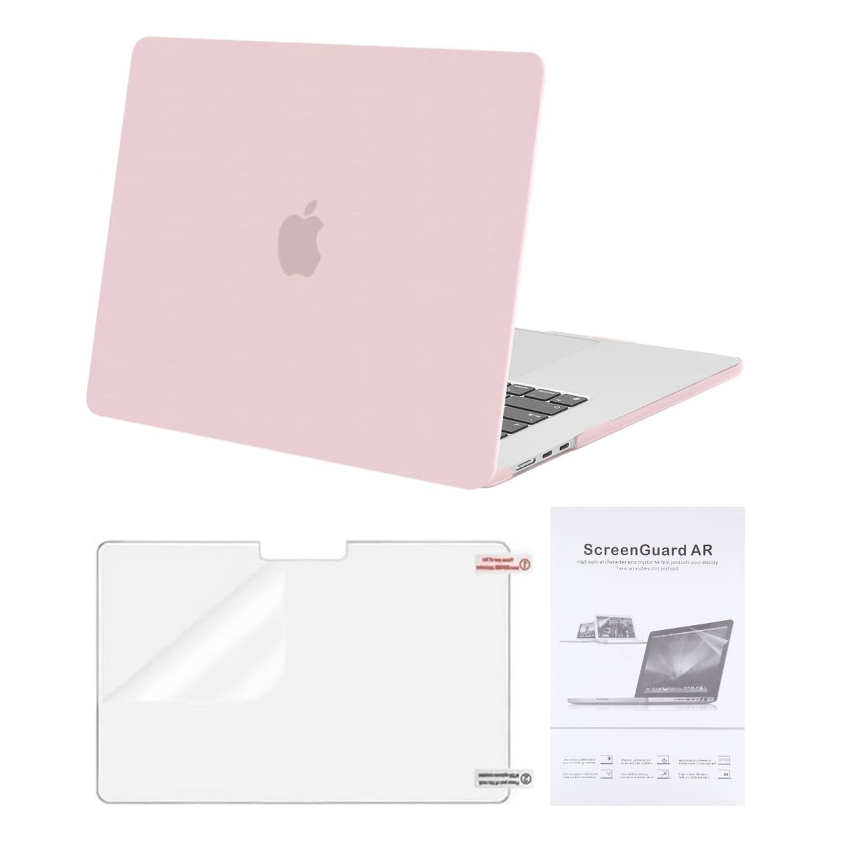 GENERICO - Case + Protector de pantalla para Macbook Air 13.6 M4 M3 M2 - ROSADO
