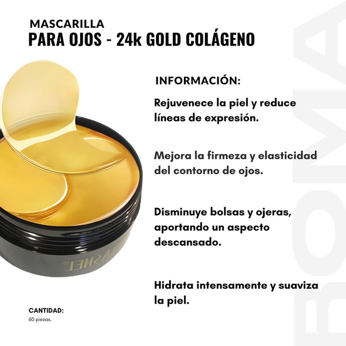 GENERICO - MASCARILLA PARA OJOS 24K GOLD COLÁGENO 60 PZS DR RASHEL