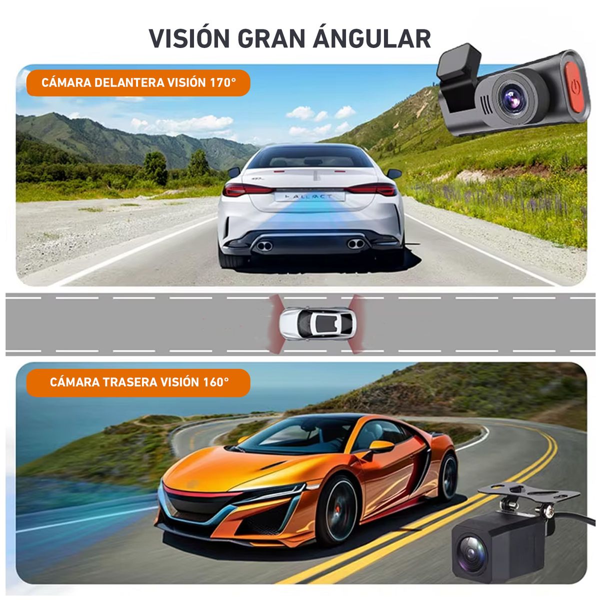 NEO DIGITAL - Cámara vehícular D28W pantalla digital 2 lentes 1080P DVR wifi auto carro