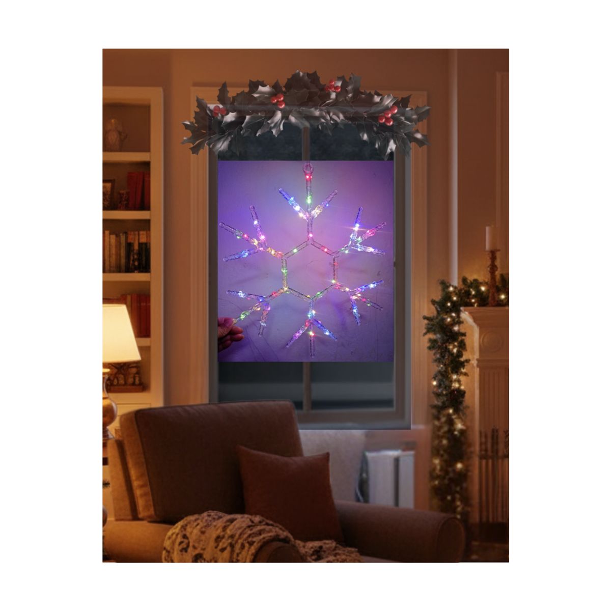 GENERICO - Luces de Navidad LED Navideña de Copo de Nieve Multicolor  Decoración Grande Ventanas Paredes Mamparas