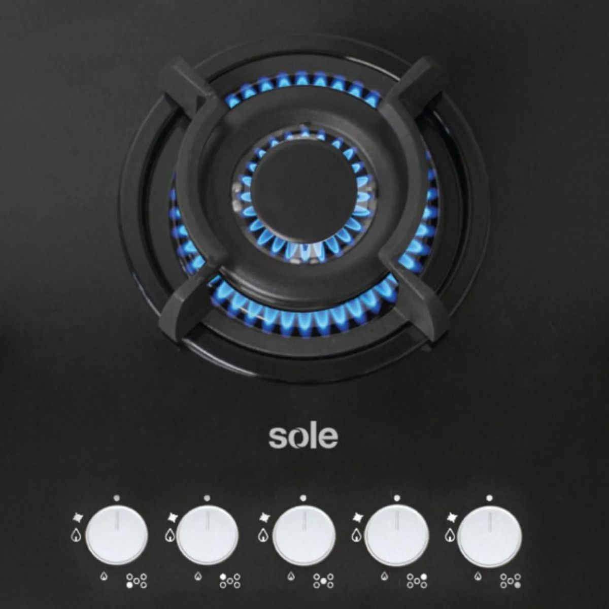 SOLE - Cocina Empotrable a Gas de 5 Hornillas Sole SOLCO033 - Negro