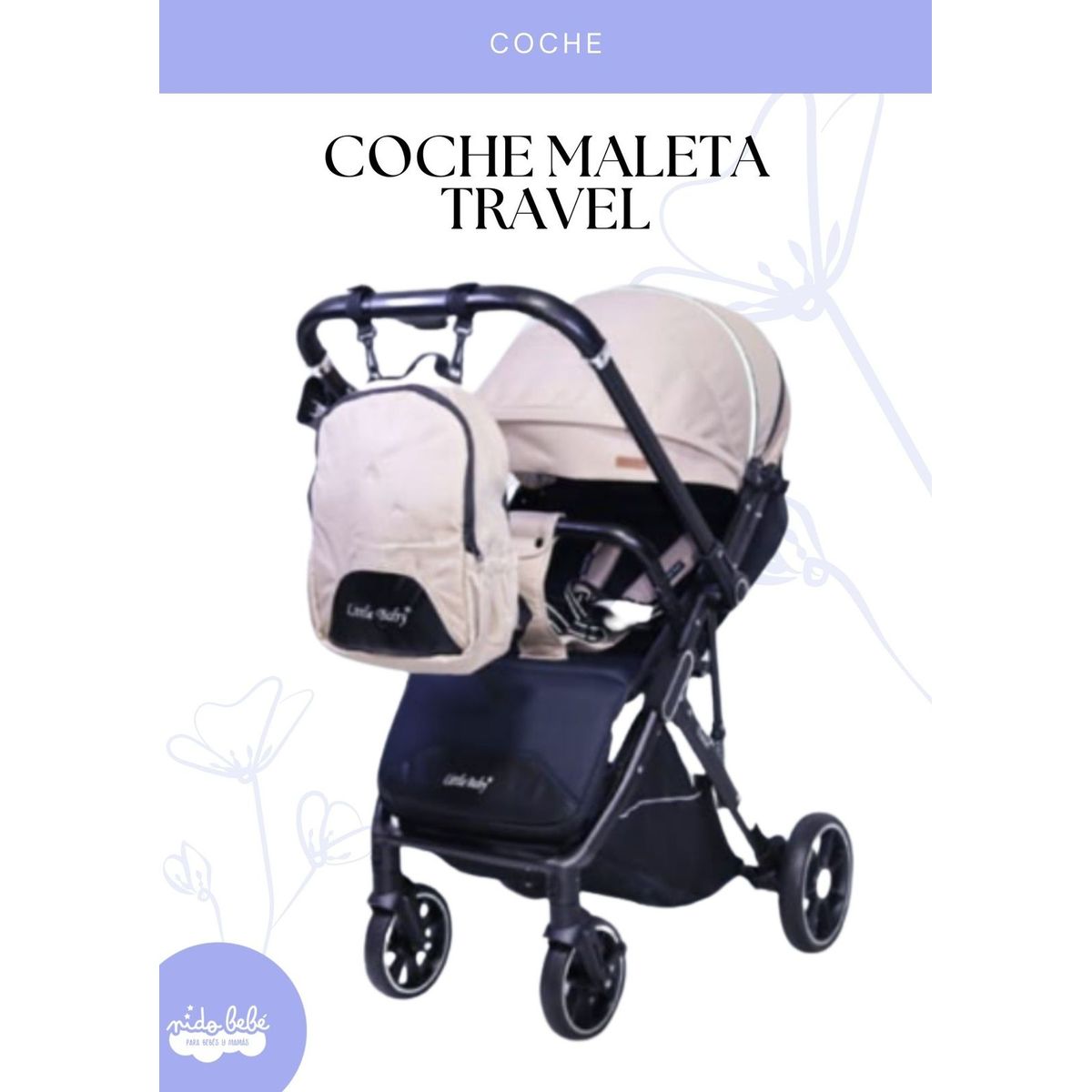 Baby - Coche + Mochila travel - CREMA