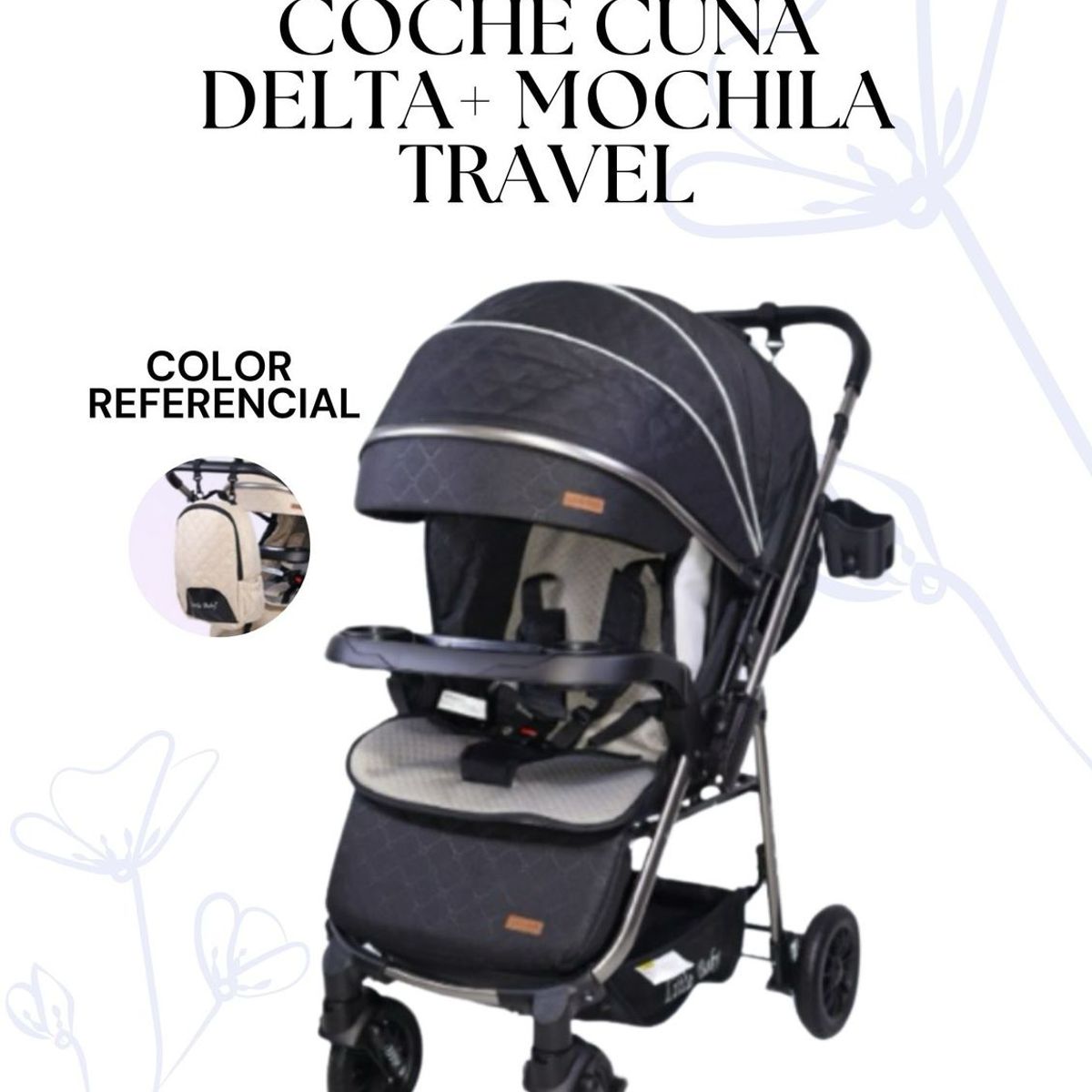 Baby - Cochecuna DELTA + Mochila Travel - NEGRO