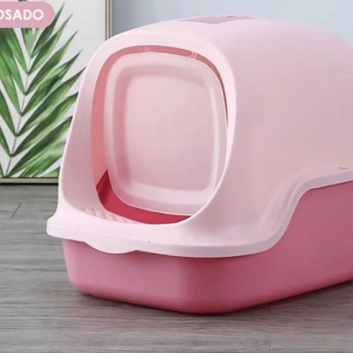 GENERICO - ARENERO CERRADO PARA GATOS CON FILTRO DE CARBÓN ACTIVADO - ROSADO