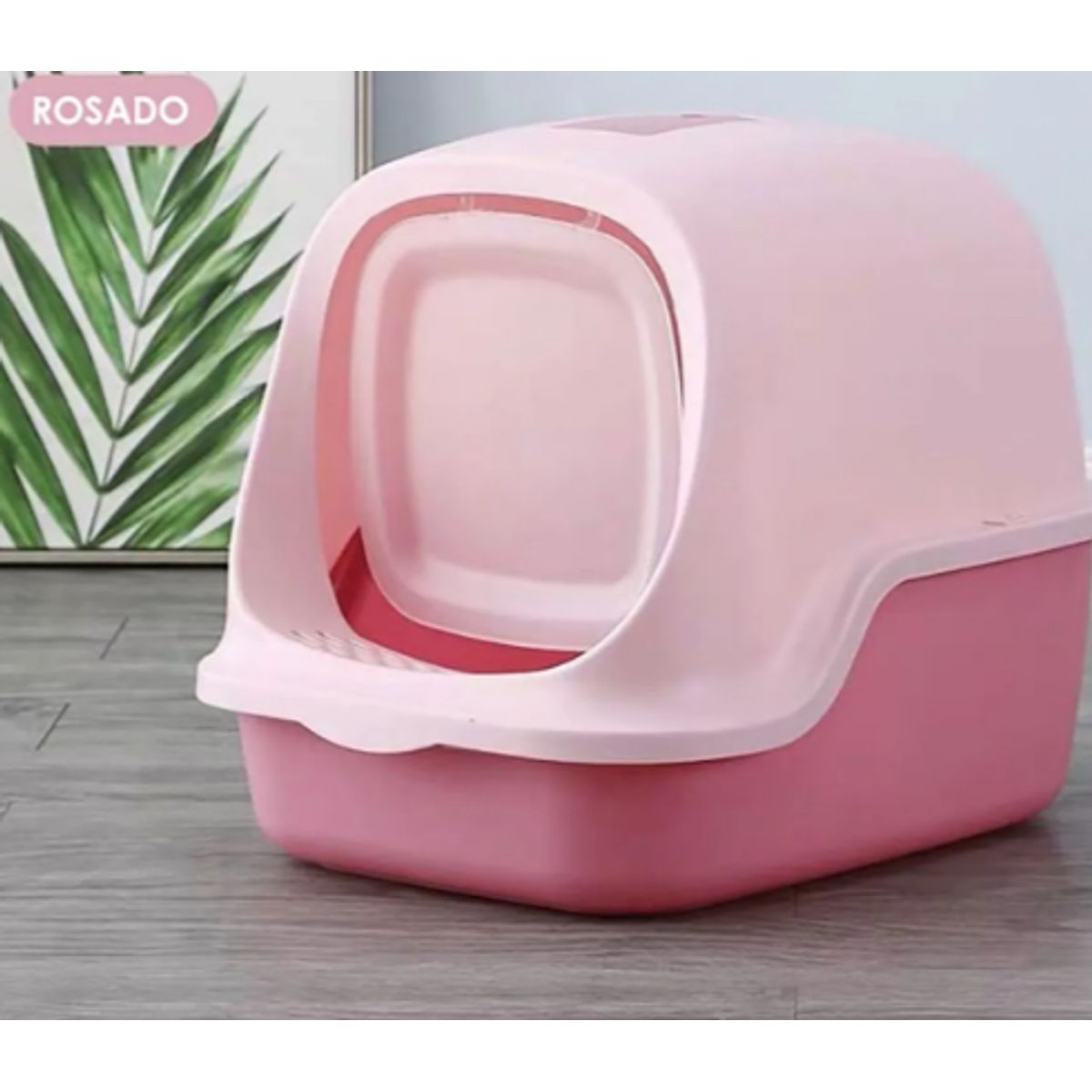 GENERICO - ARENERO CERRADO PARA GATOS CON FILTRO DE CARBÓN ACTIVADO - ROSADO