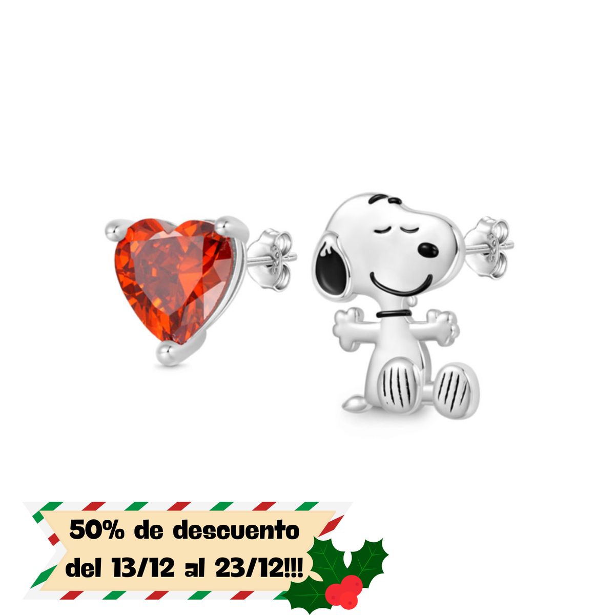 MINISO - ARETE premium Snoopy y corazón - Peanuts