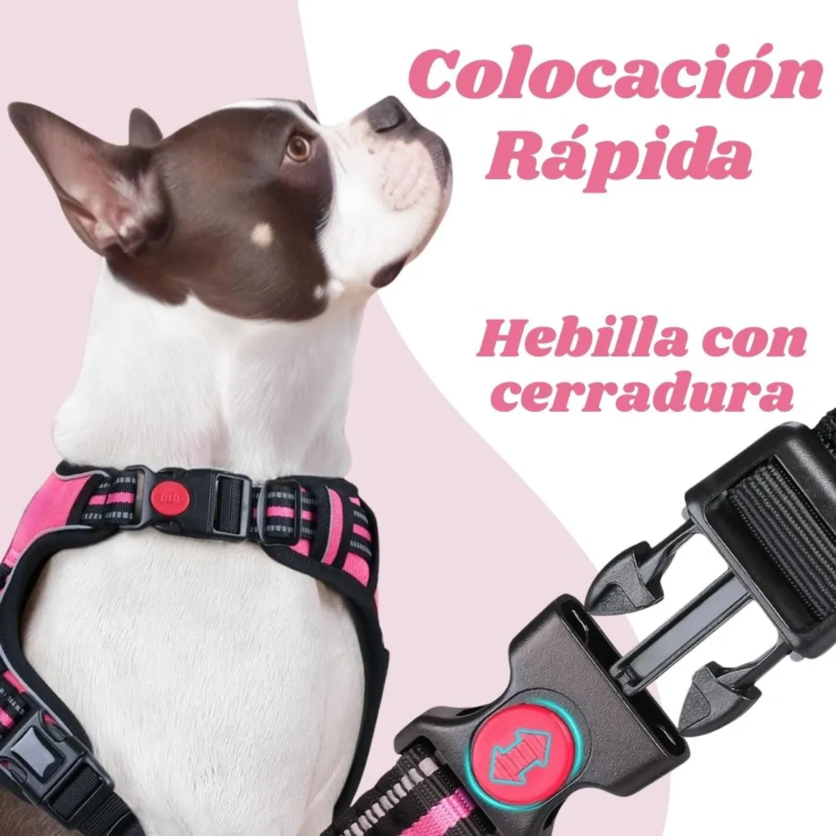 Arnés Ajustable para Perro Talla Large Antitirones Reflectante con Asa Color Rosa Oscuro, marca IMPORTADO MC - Foto 2