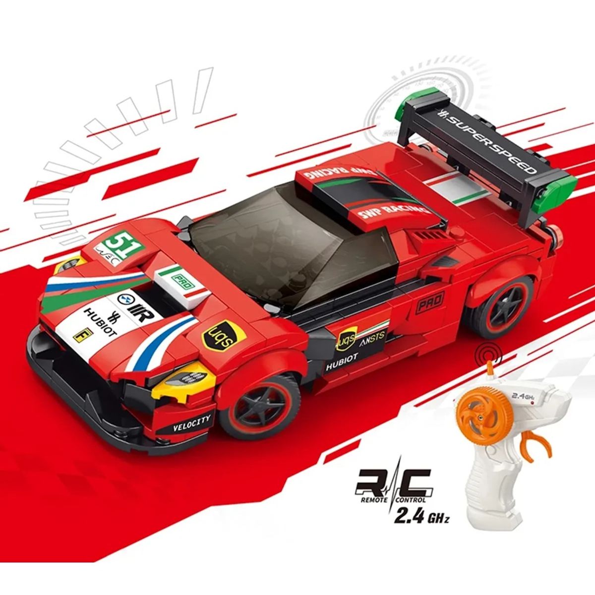 GENERICO - Bloques De Construcción Modelo Auto Deportivo a Control Remoto RC