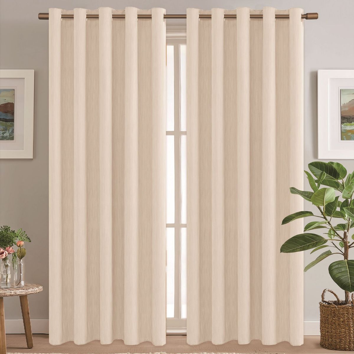 CASATEX - Set de Cortinas JACQUARD Blackout Alto Relieve Brillo 140x220cm x 2