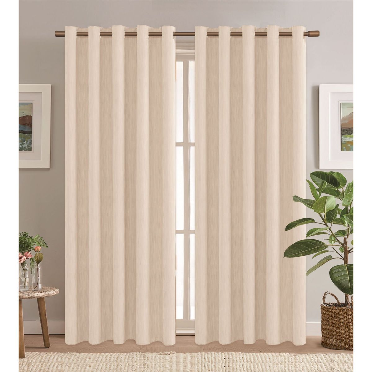 CASATEX - Set de Cortinas JACQUARD Blackout Alto Relieve Brillo 140x220cm x 2