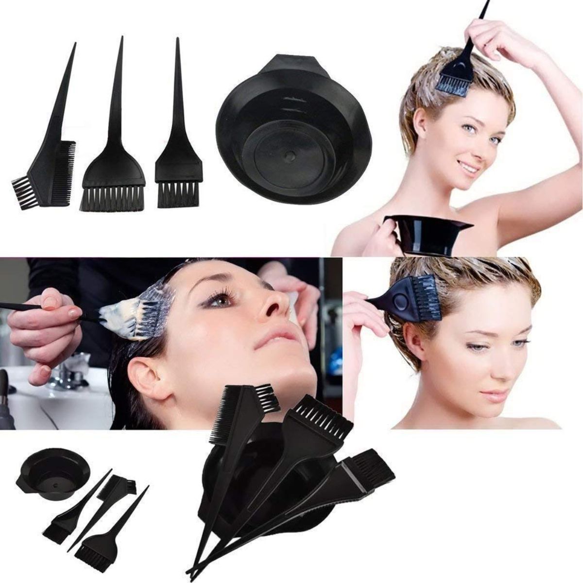 GENERICO - Pack2 Kit para Teñir Cabello de Brochas y Cepillos con Bol