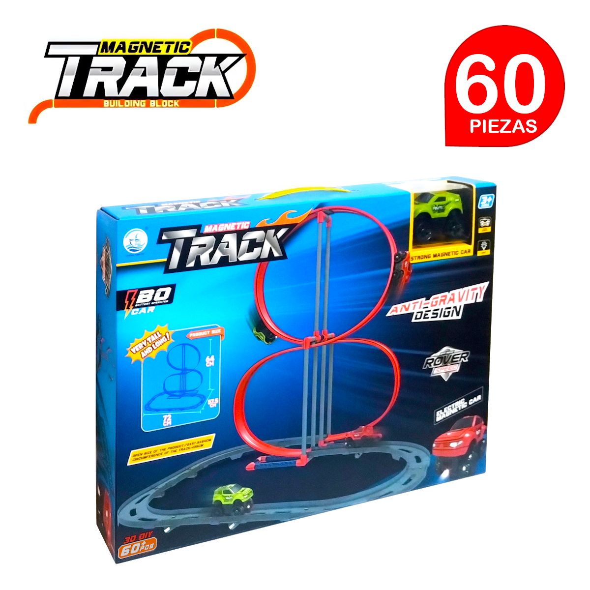 MAGNETICS - Pistas de carrera 60 piezas antigravedad MAGNETIC TRACK. 6 CAJAS