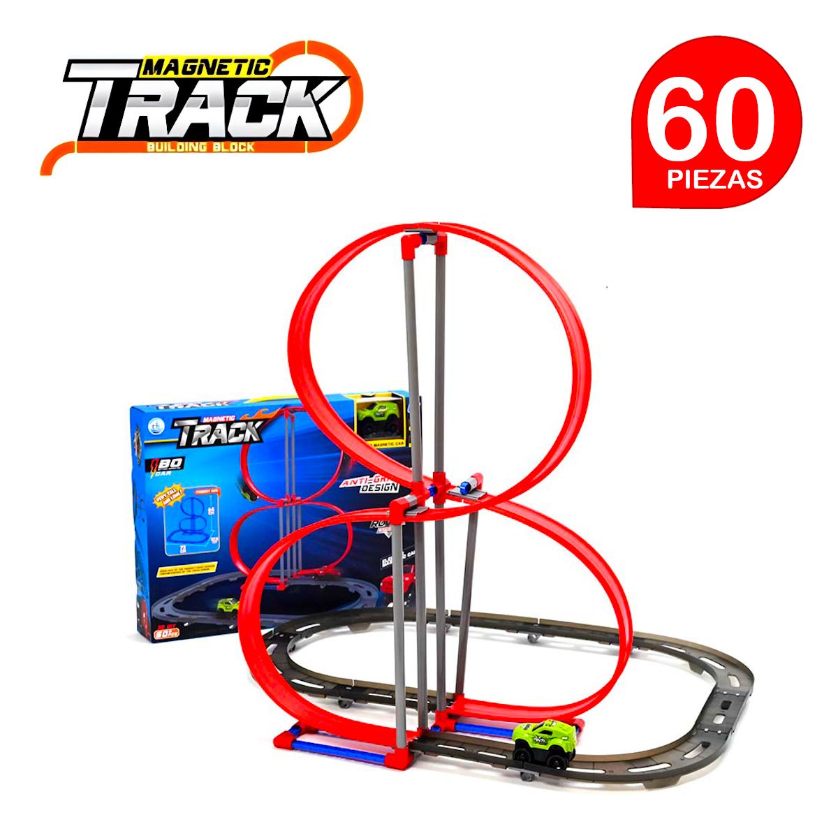 MAGNETICS - Pistas de carrera 60 piezas antigravedad MAGNETIC TRACK. 6 CAJAS
