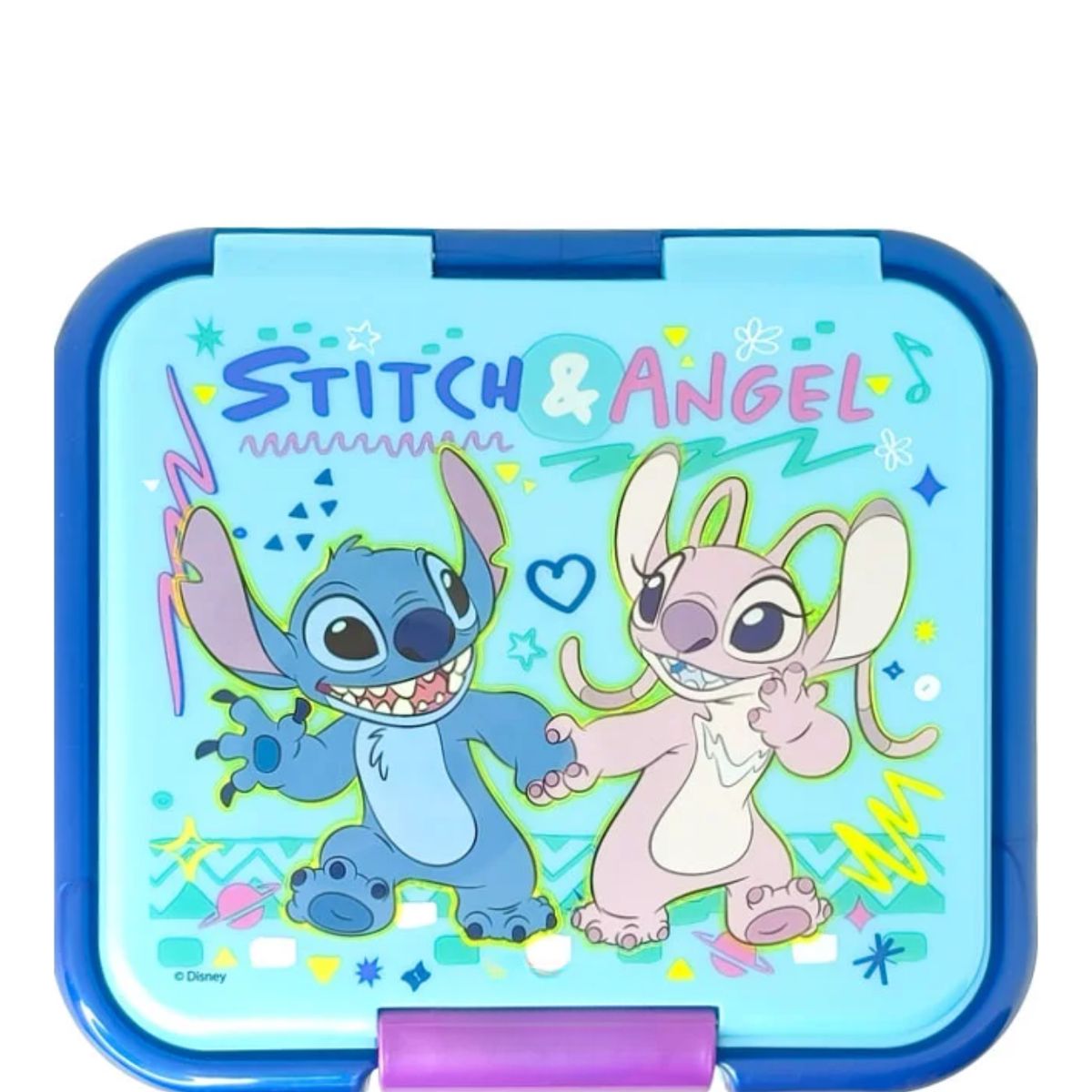 DISNEY PIXAR - LONCHERA RÍGIDA STOR STITCH & ANGEL CON 3 DIVISIONES STOR