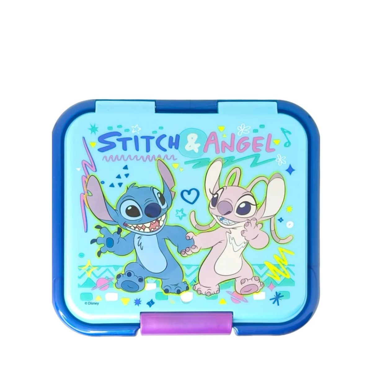 DISNEY PIXAR - LONCHERA RÍGIDA STOR STITCH & ANGEL CON 3 DIVISIONES STOR
