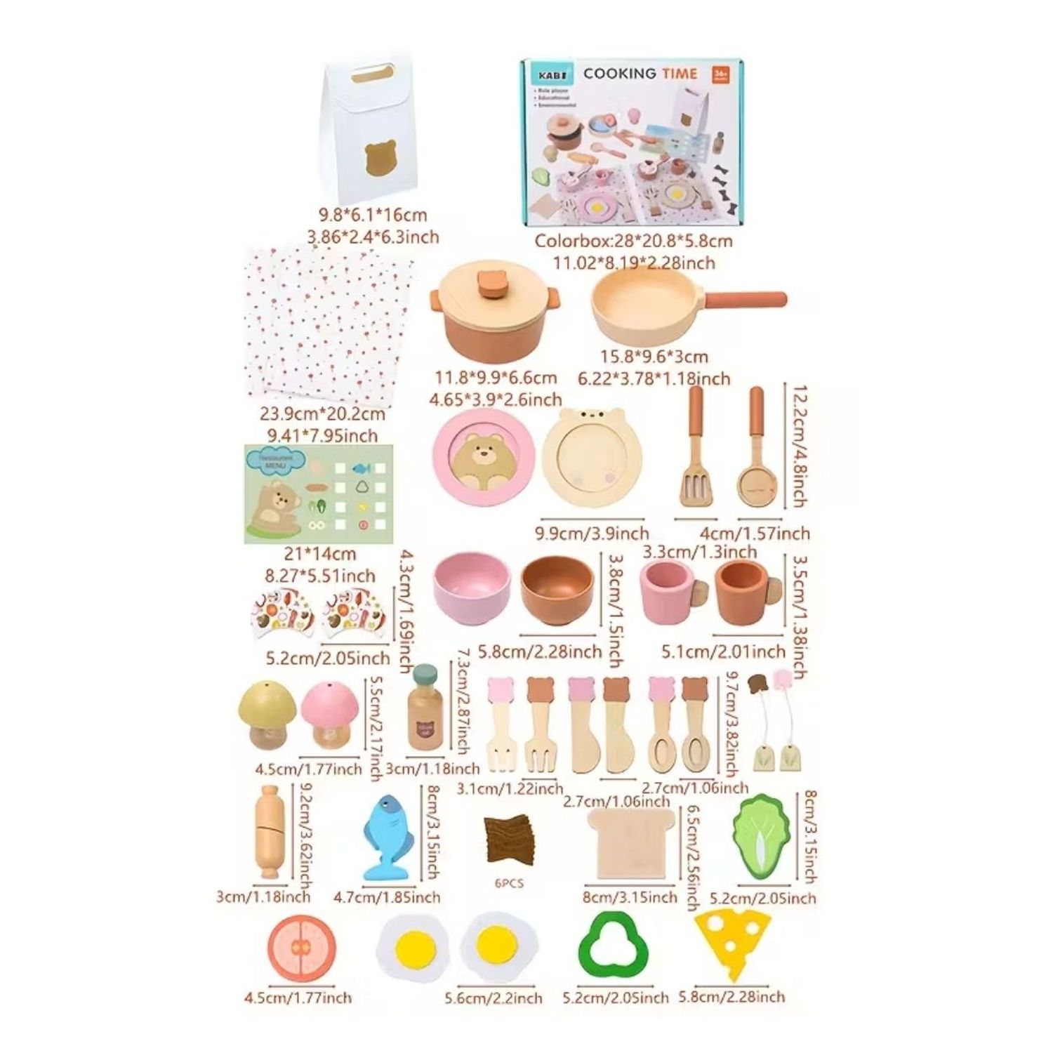 Vajilla De Juguete De Madera – Set De 33 Piezas De Cocina Realista Para Juego De Roles, Regalo Para Niños De 3 A 5 Años