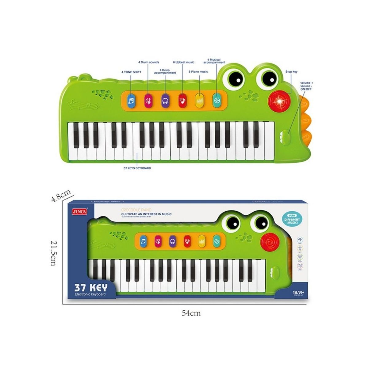 GENERICO - Piano Electrónico Infantil Grande con Diseño de Cocodrilo - 37 Teclas