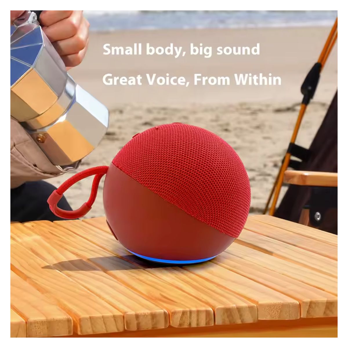 GENERICO - Parlante Alaxe con luces RGB y Reloj con Micrófono Incorporado - Color Rojo