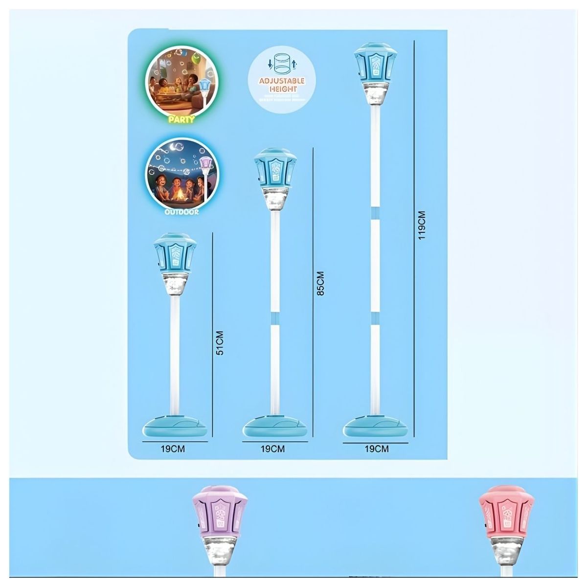 GENERICO - Juguete Interactivo Musical Antorcha Burbujero para Niños - Color Rosa