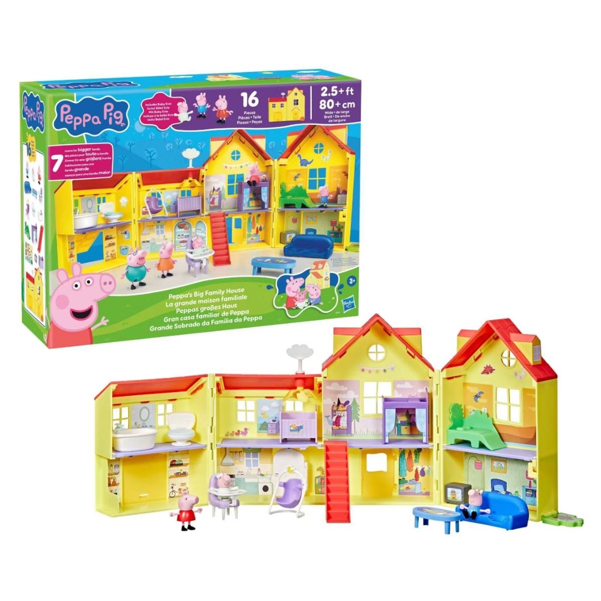 PEPPA PIG - Casa Grande de Peppa Pig con Evie la Hermanita Set de Juego Infantil