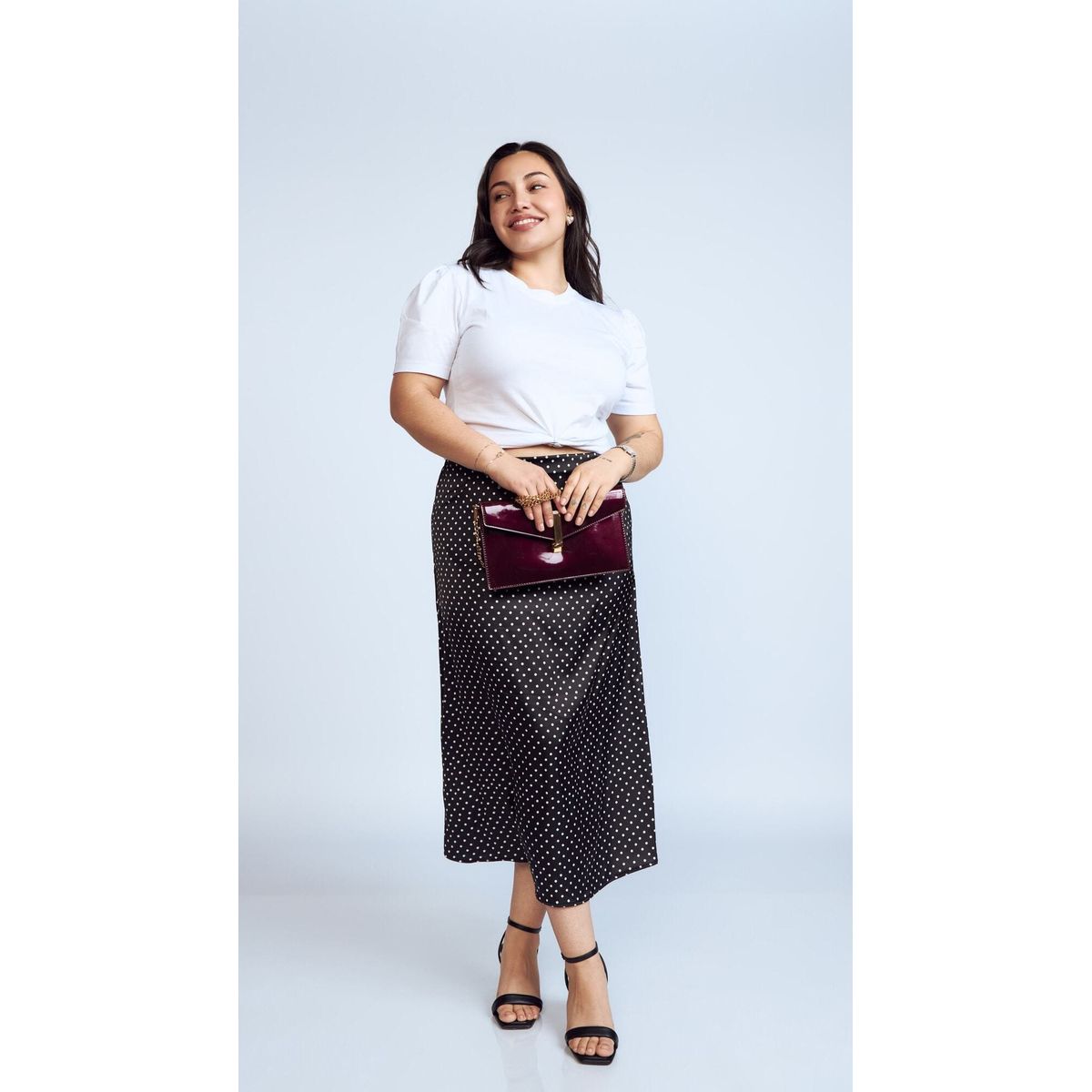 MISS LADY - Falda de Satin Lunares Mujer