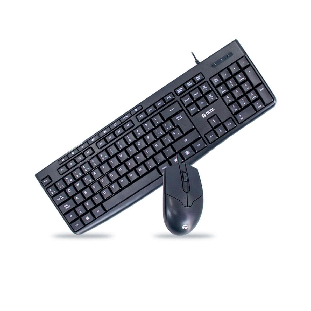 TEROS - Combo Teclado y Mouse USB TE-5012S 1000 DPI, 3 botones, 105 + 8 teclas