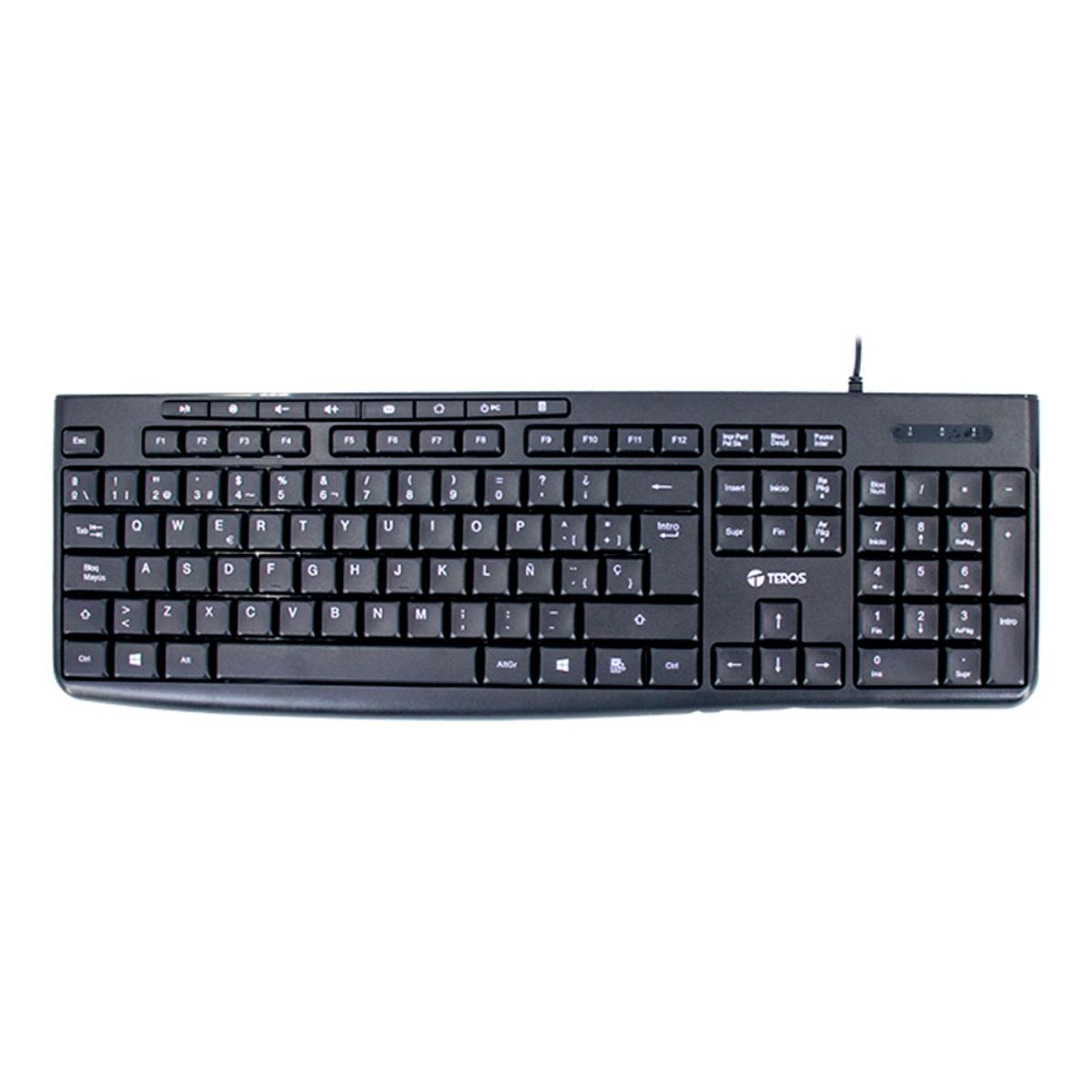 TEROS - Combo Teclado y Mouse USB TE-5012S 1000 DPI, 3 botones, 105 + 8 teclas