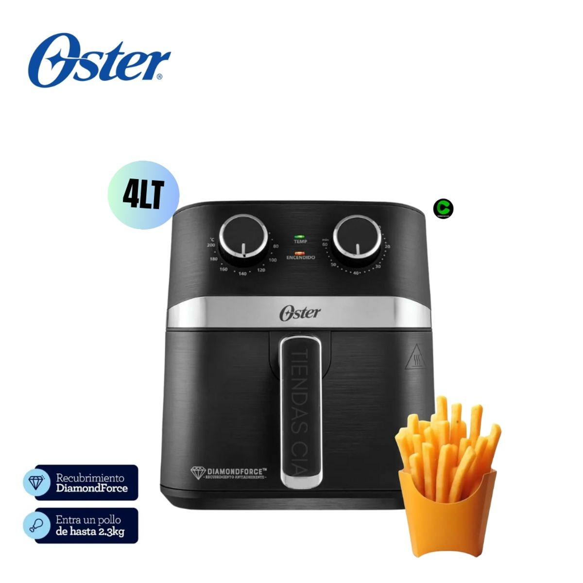OSTER - Freidora De Aire Oster 4L Manual Con Revestimiento Antiadherente